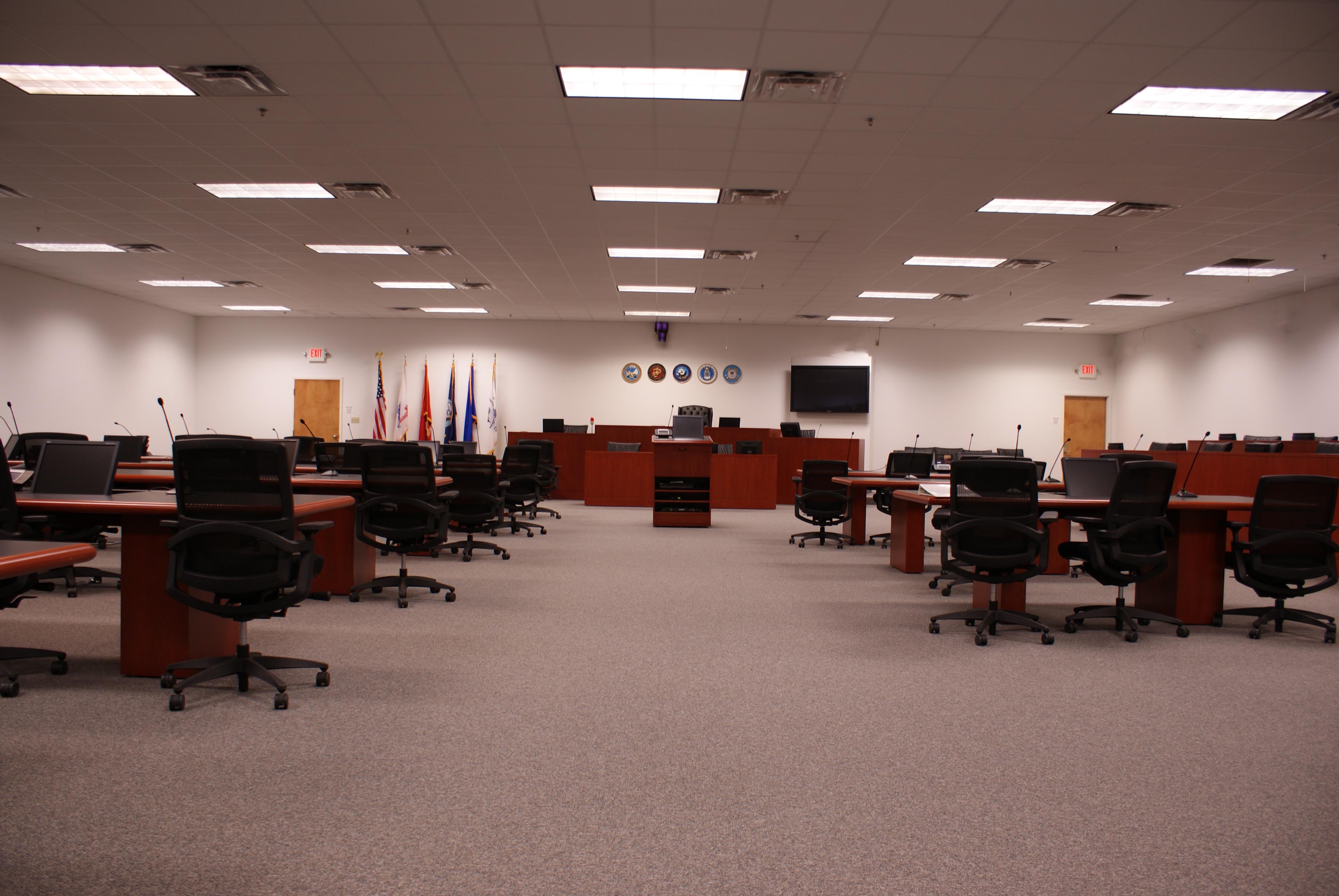 Courtroom II &ndash; Judges Bench, counsel tables and podium